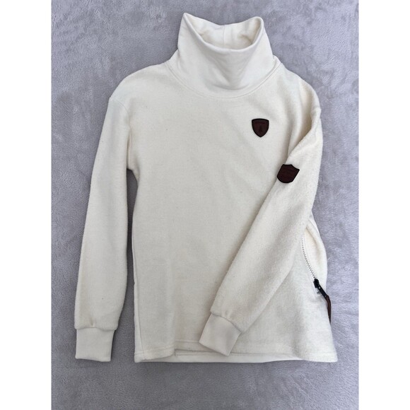 Wanakome Sweatshirt Womens XS Cream Funnel Turtleneck Cowl Pullover Terry - Picture 4 of 11